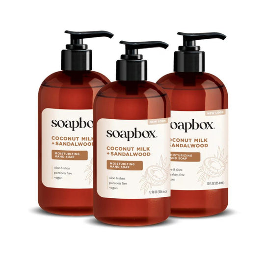Moisturizing Liquid Hand Soap Trio - Coconut Milk + Sandalwood banner